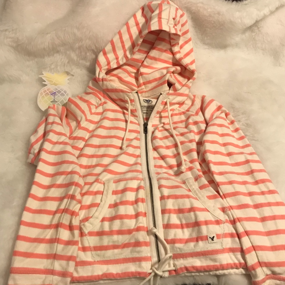 Pink and White Stripped Sweatshirt